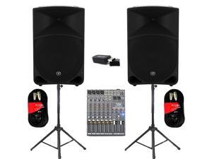 Mackie THUMP15 Powered 15" Speaker Pair 2000W Bi-Amped with Bluetooth Mixer Stands and Cables THUMP15SET5B Mackie THUMP15 Powered 15" Speaker Pair 2000W Bi-Amped with Bluetooth Mixer Stands and Cables THUMP15SET5B