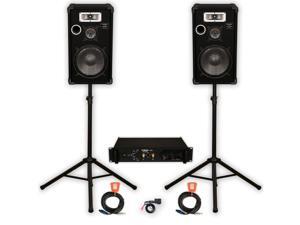 Podium Pro Deluxe 12" Speakers, Amp and Cables Set and Bluetooth for PA DJ Home or Karaoke E1225SET2B Podium Pro Deluxe 12" Speakers, Amp and Cables Set and Bluetooth for PA DJ Home or Karaoke E1225SET2B