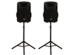 Technical Pro PVOLT15 Two Way PA DJ 15" Active 3000 Watt Speaker Pair and Stands PVOLT15-PK2 Technical Pro PVOLT15 Two Way PA DJ 15" Active 3000 Watt Speaker Pair and Stands PVOLT15-PK2
