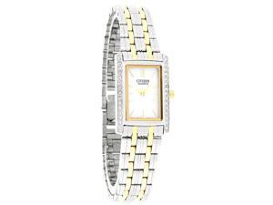 Citizen Quartz Ladies Crystal Bezel Mop Dial Two Tone Dress Watch EK1124-54D Citizen Quartz Ladies Crystal Bezel Mop Dial Two Tone Dress Watch EK1124-54D