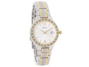 Seiko SUR752 Quartz Ladies' Crystal Bezel Silver Dial Two Tone Bracelet Watch Seiko SUR752 Quartz Ladies' Crystal Bezel Silver Dial Two Tone Bracelet Watch