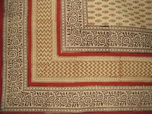 Bagru Block Print Cotton Tablecloth 90" x 60" Barley Bagru Block Print Cotton Tablecloth 90" x 60" Barley