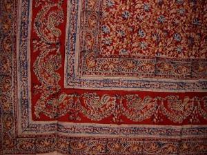 Veggie Dye Block Print Cotton Tablecloth 90" x 60" Red Veggie Dye Block Print Cotton Tablecloth 90" x 60" Red