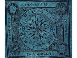 Cycle of Ages Celtic Tapestry Cotton Bedspread 90" x 84" Full Teal Cycle of Ages Celtic Tapestry Cotton Bedspread 90" x 84" Full Teal