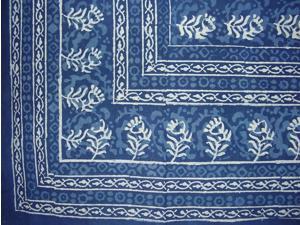 Block Print Cotton Tablecloth 88" x 58" Indigo Blue Block Print Cotton Tablecloth 88" x 58" Indigo Blue