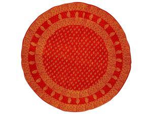 Block Print Round Cotton Tablecloth 72" Red Orange Block Print Round Cotton Tablecloth 72" Red Orange