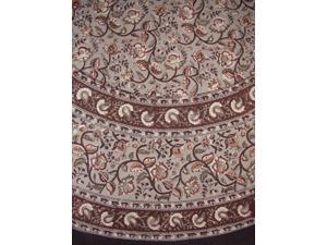 Block Print Floral Round Cotton Tablecloth 72" Gray Block Print Floral Round Cotton Tablecloth 72" Gray