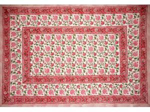 Pretty in Pink Block Print Cotton Tablecloth 90" x 60" Pink Pretty in Pink Block Print Cotton Tablecloth 90" x 60" Pink