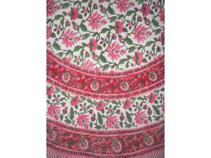 Pretty in Pink Block Print Round Cotton Tablecloth 68" Pink Pretty in Pink Block Print Round Cotton Tablecloth 68" Pink