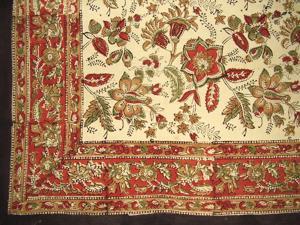 Jaipur Block Print Cotton Tablecloth 90" x 60" Autumn Colors Jaipur Block Print Cotton Tablecloth 90" x 60" Autumn Colors