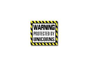 Warning Protected by UNICORNS Sticker - 5" (width) X 4.5" (height) Warning Protected by UNICORNS Sticker - 5" (width) X 4.5" (height)