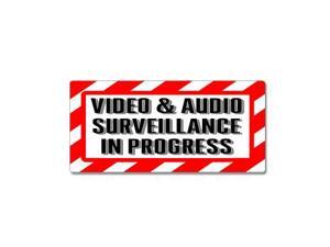 Video & Audio Surveillance In Progress Sign - Alert Warning Sticker - 7" (width) X 3.3" (height) Video & Audio Surveillance In Progress Sign - Alert Warning Sticker - 7" (width) X 3.3" (height)