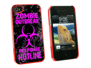 Zombie Outbreak Response Hotline Pink Distressed - Snap On Hard Protective Case for Apple iPhone 4 4S - Red Zombie Outbreak Response Hotline Pink Distressed - Snap On Hard Protective Case for Apple iPhone 4 4S - Red