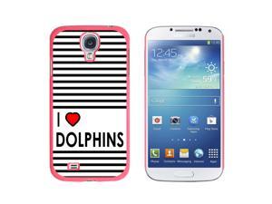 I Love Heart Dolphins - Snap On Hard Protective Case for Samsung Galaxy S4 - Pink I Love Heart Dolphins - Snap On Hard Protective Case for Samsung Galaxy S4 - Pink