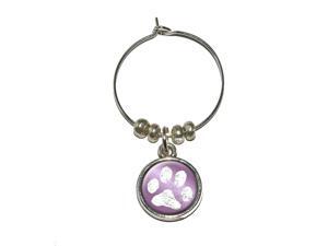 Paw Print Distressed Purple Wine Glass Charm Drink Stem Marker Ring Paw Print Distressed Purple Wine Glass Charm Drink Stem Marker Ring