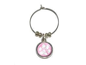 Paw Print Distressed Pink Wine Glass Charm Drink Stem Marker Ring Paw Print Distressed Pink Wine Glass Charm Drink Stem Marker Ring