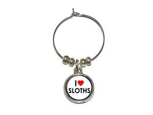 I Love Heart Sloths Wine Glass Charm Drink Stem Marker Ring I Love Heart Sloths Wine Glass Charm Drink Stem Marker Ring