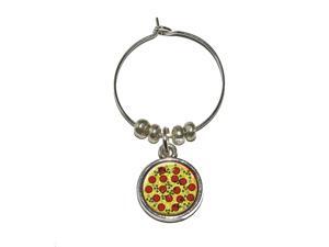 Pizza Pepperoni Olives Mushrooms Wine Glass Charm Drink Stem Marker Ring Pizza Pepperoni Olives Mushrooms Wine Glass Charm Drink Stem Marker Ring