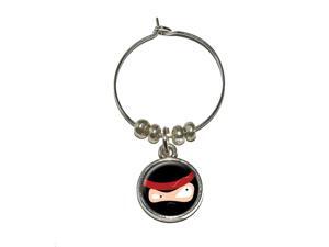 Ninja Face - Head Wine Glass Charm Drink Stem Marker Ring Ninja Face - Head Wine Glass Charm Drink Stem Marker Ring
