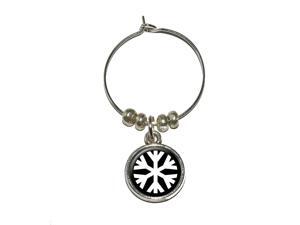 Snowflake - Low Temperature Symbol - White on Black Wine Glass Charm Drink Stem Marker Ring Snowflake - Low Temperature Symbol - White on Black Wine Glass Charm Drink Stem Marker Ring
