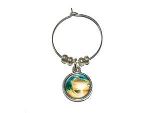 Ocean Wave - Sunset Beach Sea Wine Glass Charm Drink Stem Marker Ring Ocean Wave - Sunset Beach Sea Wine Glass Charm Drink Stem Marker Ring