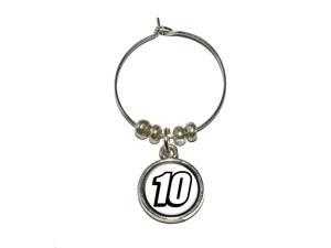 10 Number Ten Wine Glass Charm Drink Stem Marker Ring 10 Number Ten Wine Glass Charm Drink Stem Marker Ring