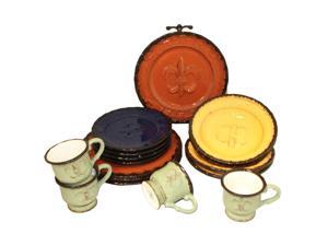 French Tradition Fleur-De-Lis Hand-Painted 16-Piece Dinnerware Set French Tradition Fleur-De-Lis Hand-Painted 16-Piece Dinnerware Set