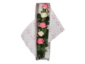 Special Occasion Silk Pink & White Rose Flower Bouquet With Gift Box Special Occasion Silk Pink & White Rose Flower Bouquet With Gift Box