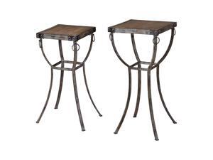 Uttermost Hewson Rustic Metal Pedestal Plant Stands Set of 2 Uttermost Hewson Rustic Metal Pedestal Plant Stands Set of 2