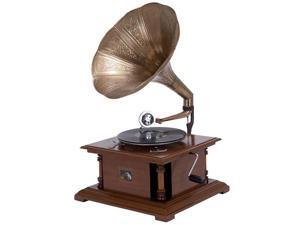 Antique Replica RCA Victor Phonograph Gramophone with Large Engraved Brass Horn Antique Replica RCA Victor Phonograph Gramophone with Large Engraved Brass Horn