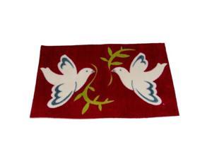 Holiday Door Mat Rich Red Peace Doves Throw Accent Rug Holiday Door Mat Rich Red Peace Doves Throw Accent Rug
