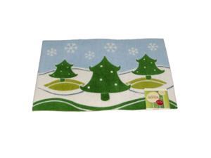 Holiday Door Mat Snowy Hills & Trees Plush Throw Accent Rug Holiday Door Mat Snowy Hills & Trees Plush Throw Accent Rug