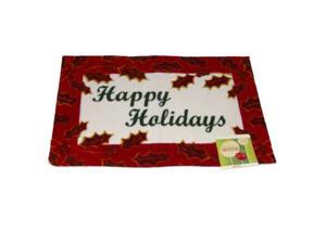 Happy Holidays Door Mat Red Holly Border Throw Accent Rug Happy Holidays Door Mat Red Holly Border Throw Accent Rug