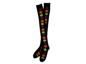 Womens Sexy Black Argyle Over the Knee Socks Halloween Colors Womens Sexy Black Argyle Over the Knee Socks Halloween Colors