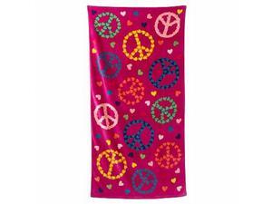 Jumping Beans Hearts & Peace Signs Plush Cotton Velour Beach Towel 30x60 Jumping Beans Hearts & Peace Signs Plush Cotton Velour Beach Towel 30x60