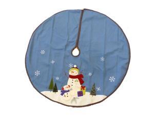 Trimmery Blue Felt Snowman Family Christmas Tree Skirt Xmas Holiday Trimmery Blue Felt Snowman Family Christmas Tree Skirt Xmas Holiday