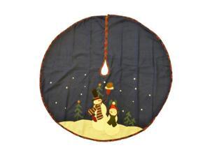 Trimmery Dark Blue Felt Snowman Family Christmas Tree Skirt Xmas Holiday Trimmery Dark Blue Felt Snowman Family Christmas Tree Skirt Xmas Holiday