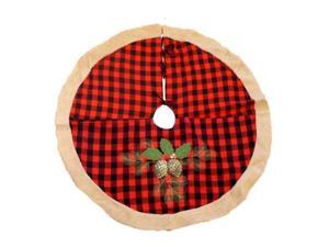 Trimmery Red Tartan Plaid Christmas Tree Skirt Glitter Pinecone Xmas Holiday Trimmery Red Tartan Plaid Christmas Tree Skirt Glitter Pinecone Xmas Holiday