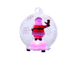 4" Glass LED Color Changing Santa Snow Globe with Red Bird 4" Glass LED Color Changing Santa Snow Globe with Red Bird