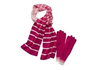 Merona Womens Pink & White Stripe Angora Blend Scarf & Gloves Merona Womens Pink & White Stripe Angora Blend Scarf & Gloves