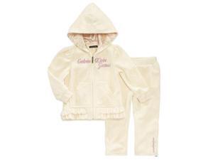 Calvin Klein Infant Girls Ivory Velour Jacket & Pants Set Baby Track Suit Calvin Klein Infant Girls Ivory Velour Jacket & Pants Set Baby Track Suit