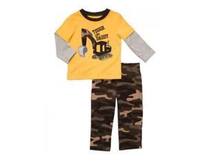Carters Infant Boys Outfit Mock Layered Yellow Bulldozer T-Shirt & Camo Pants Carters Infant Boys Outfit Mock Layered Yellow Bulldozer T-Shirt & Camo Pants
