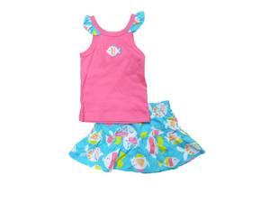 Carters Infant Girls Pink & Turquiose Blue Fish Shirt & Ruffled Skirt Set Carters Infant Girls Pink & Turquiose Blue Fish Shirt & Ruffled Skirt Set