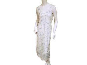 Cherokee Womens White & Blue Floral Cotton Nightgown Lightweight Night Gown Cherokee Womens White & Blue Floral Cotton Nightgown Lightweight Night Gown