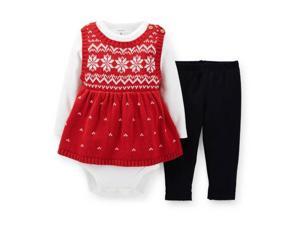Carters Infant Girls Red Knit Snowflake Sweater Shirt & Leggings 3 Piece Set Carters Infant Girls Red Knit Snowflake Sweater Shirt & Leggings 3 Piece Set