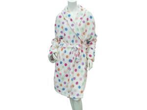 Covington Womens White Polka Dot Robe Fleece Tie Front Short House Coat Bathrobe Covington Womens White Polka Dot Robe Fleece Tie Front Short House Coat Bathrobe