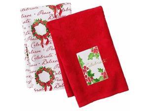 St Nicholas Square Christmas Holly Kitchen Towel Set Floral Wreath Celebrate St Nicholas Square Christmas Holly Kitchen Towel Set Floral Wreath Celebrate
