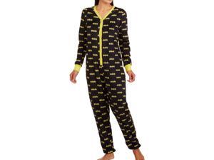Warner Brothers Womens Black Batman Plush Fleece Drop Seat Pajama Unionsuit PJs Warner Brothers Womens Black Batman Plush Fleece Drop Seat Pajama Unionsuit PJs