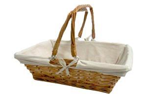 Rectangular Willow Basket with White Fabric Lining Rectangular Willow Basket with White Fabric Lining