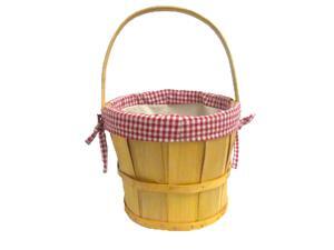 Woodchip Bushel Basket with Red Ginghan Lining Woodchip Bushel Basket with Red Ginghan Lining